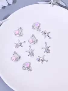 10 Sweet Oceanic Shell Starfish Charms, Perfect for DIY Jewelry Making, Earrings, Necklaces, Bracelets, Keychains, Daily Accessories