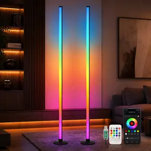 Corner Floor Lamp, RGBIC LED Corner Lamp with Smart Modern Floor Lamp, App & Remote Control, Music Sync, Color-Changing Standing Lamp for Bedrooms, Living Rooms, and Gaming Rooms rgb light effect indoor ambient atmosphere decoration