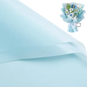 20 Sheets Flower Wrapping Paper - 22.4 x 22.4 inch Pure Light Blue Water-Resistant Floral Bouquet Wrapping Paper, Florist Supplies Packaging Paper for Wedding Birthday  DIY