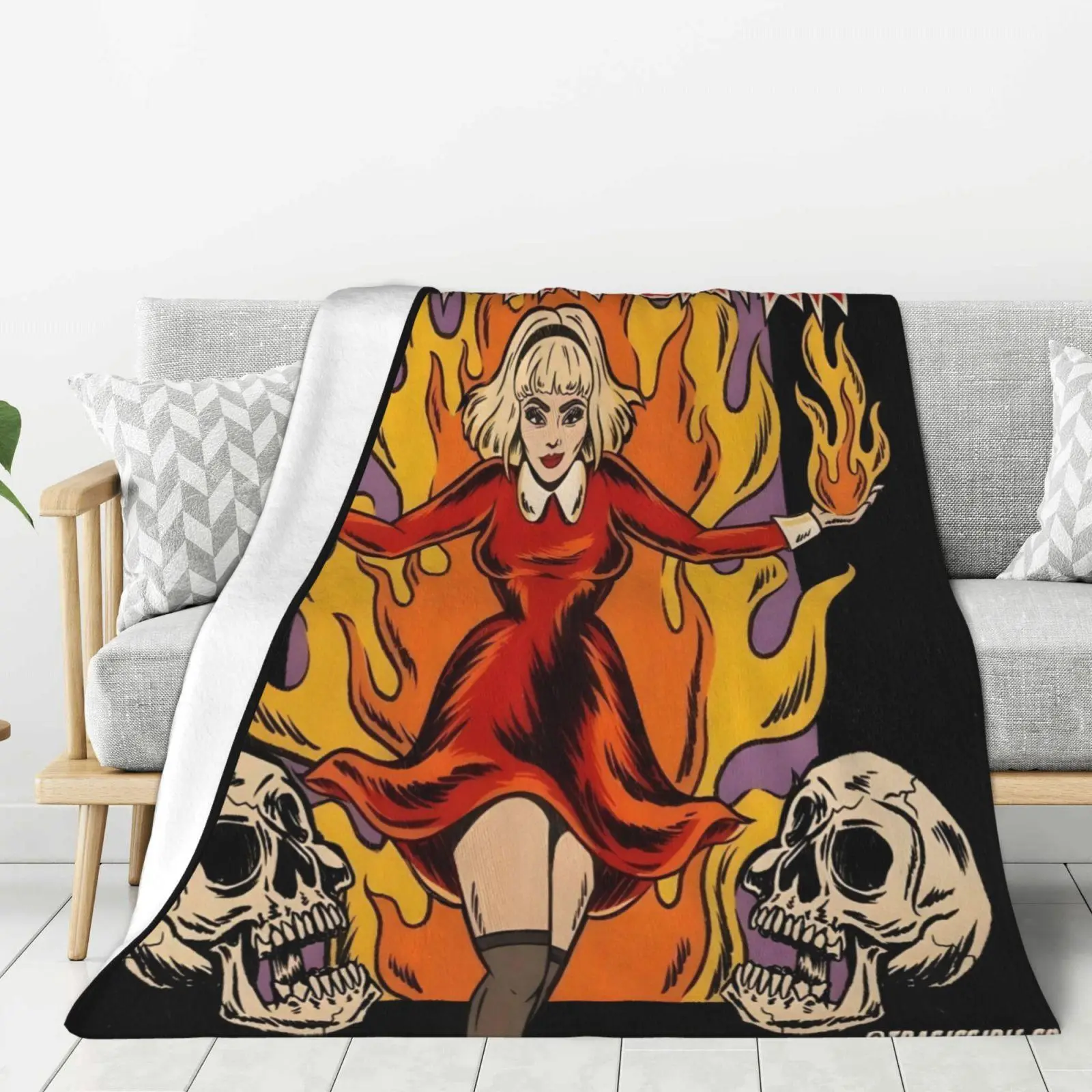 Anime Blanket Sabrina Spellman Flame Graphic Ultra Soft Blanket Lightweight Warm For Couch Travel