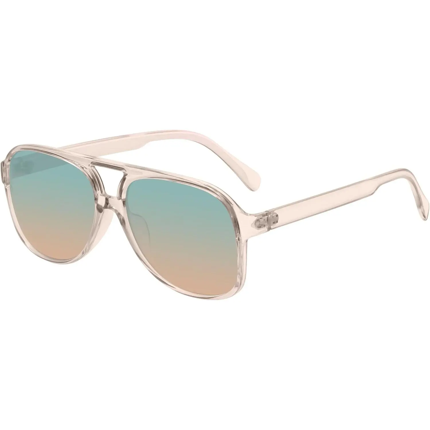Trendy Casual Aviator Sunglasses for Unisex Names - 70s Classic Large Frame Acetate Fiber Eyewear, UV400 Sun Protection, Lightweight Design, Durable Metal Hinges, Classic 70S, Multiple Colors, 1 Tortoise/Gradient Green, 26G