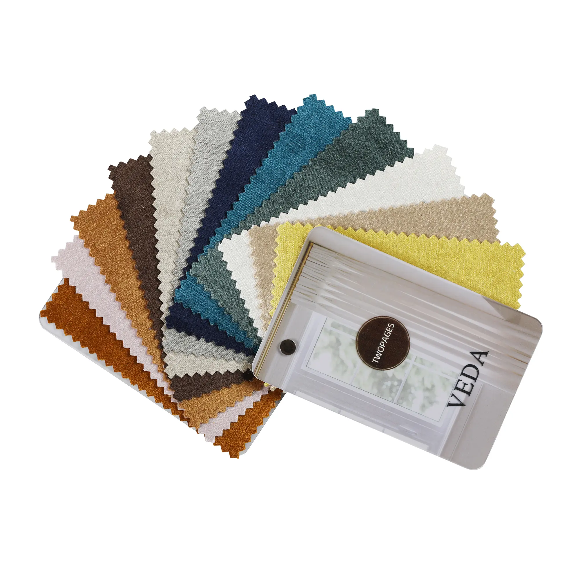 TWOPAGES Veda Luster Velvet Curtain Fabric Swatch Booklet - Cotton Material Midweight Blockout Curtains, Soft Silky-Smooth Colorful Design, 12 Color Options