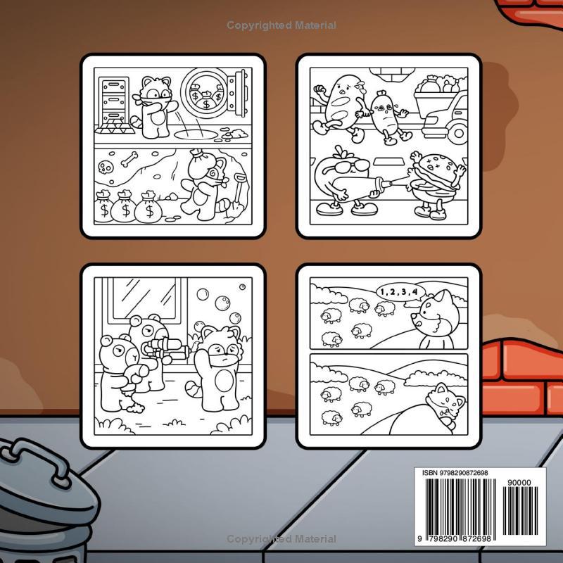 Funny Crimes: Cute and Fun Coloring Book with Silly and Cozy Crime Moments of Animals, Foods, Drinks, and more for Stress Relief
