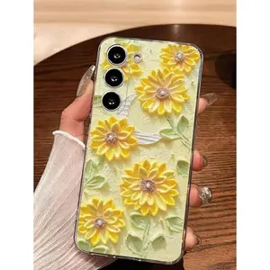 1pc Sunflower Transparent Phone Case, Compatible With Samsung Galaxy Series A54/A53/A52(A52S Compatible)/A34(5G)A32(5G)/A14(5G)/A13 5G/A04S/S21/S21U/S22/S22U/S23/S23+/S23U And S24 Series A15/A35(5G)/A55(5G)/A25(5G) Waterproof  Anti-Fall Scratch Resistant