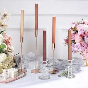 5-Pack Taper Candles 9" Ribbed Wick Ribbon Wax Design Assorted Natural - Premium Unscented Dinner Candles