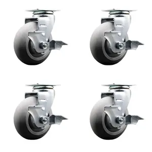 Service Caster TOOL-SCC-20S520-TPRBD-TLB-4 Tool Box Caster Wheel Set - 5 in. Non-Marking, Zero Maintenance Thermoplastic Rubber Donut Tread Wheels
