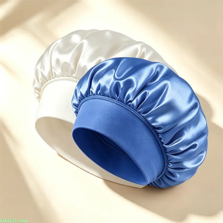 Elegant Women's 2-Piece Solid-Color Stretch Satin Hair Bonnet-Sleep Cap, Haircare Heatless Frizz Guard for Curly Hair, Elastic Fit, Soft Comfortable Hairstyle Protector, Ideal 2026 Summer Gift for Girlfriend