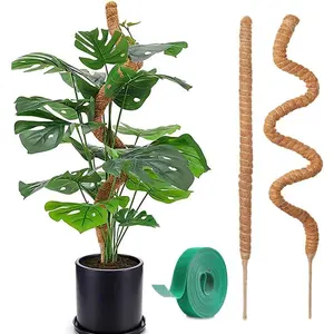 2 Pack 28" Bendable Moss Pole for Monstera  Support, Coco Coir Stakes for Climbing , Indoor Trellis for Pothos, Philodendron & Houseplants - Adjustable  Support Kit