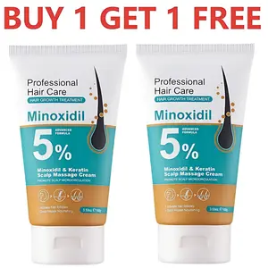 [BUY 1 GET 1 FREE] 5% Minoxidil Hair Growth Scalp Massage Cream with Keratin & Ginger for Men Women Prevents Loss Repairs Follicles Promotes Fast Regrowth Strengthens Roots Buy 1 Get 1 Free
