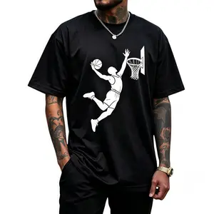 Men's Basketball Dunk Graphic T-Shirt | Cotton, S-5XL, White Dunk Silhouette Print, Lightweight Crew Neck Tee, Casual Streetwear for Basketball Fans, Ideal for Game Day & Everyday Wear