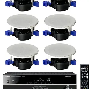 Yamaha 5.1-Channel Wireless Bluetooth 4K A/V Home Theater Receiver with 6.5" In-Ceiling Speakers Easy Install Natural Sound Moisture Resistant Set - Audio