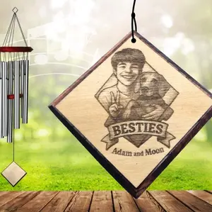 Custom Engraved Woodstock Wind Chimes – Personalized Memorial, Gift, or Outdoor Décor