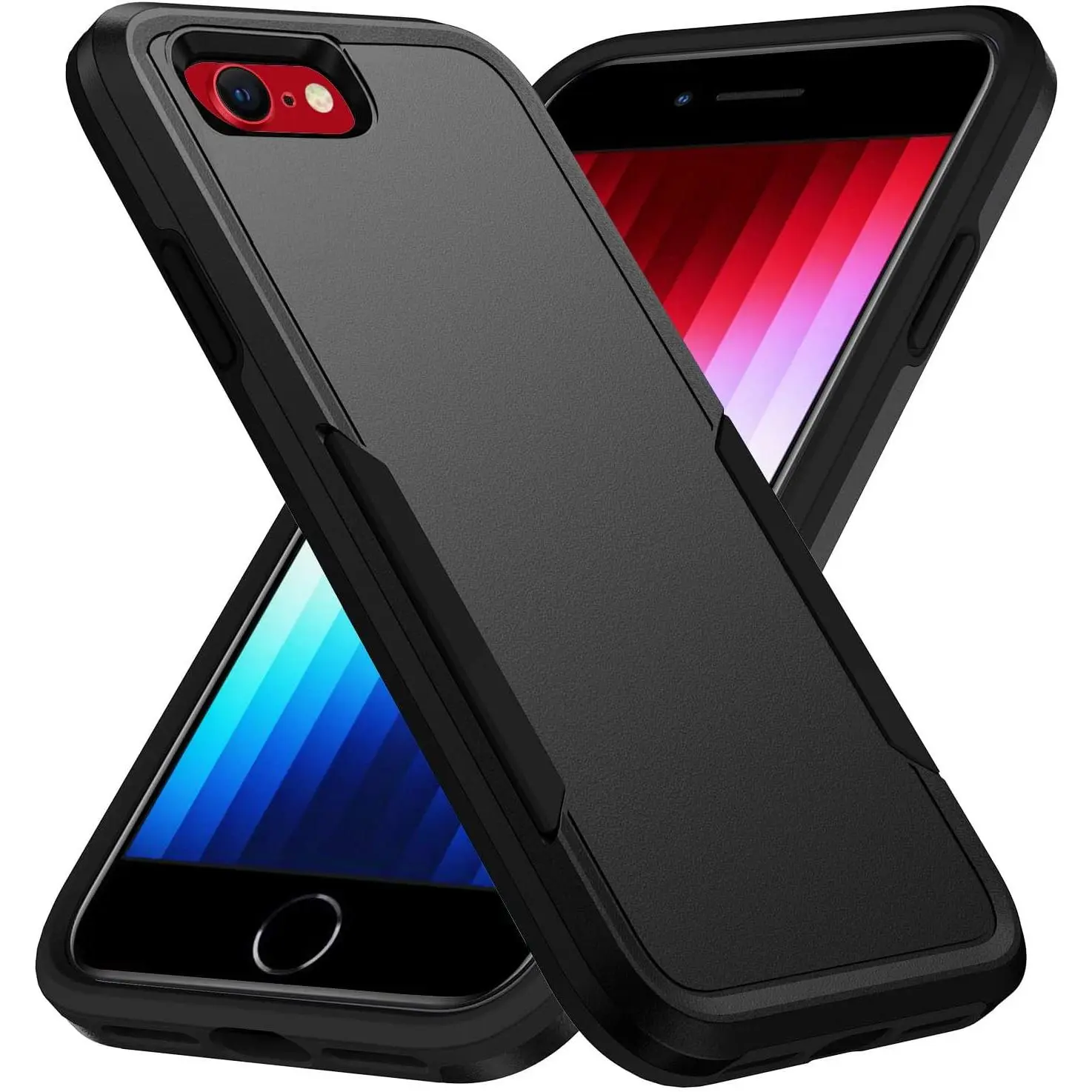 Compatible with  SE 2020/2022 Case, for  7/8 Case, Heavy Duty Shockproof Protective Black Phone Case for SE2 / SE3 / 7/8, 4.7-inch