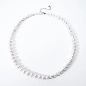 LA053-45 7-8mm Non-nucleated Fresh Water Pearl Necklace for birthday/anniversary/holiday /retirement/ graduation presents