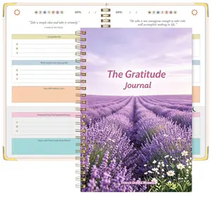"Gratitude Journal" for Men and Women: 5 minutes of daily gratitude practice, purple flower sea cover design, includes motivational prompts and quotes, bringing more joy, affirmation, mindfulness, and reflection, a personalized self-care gift