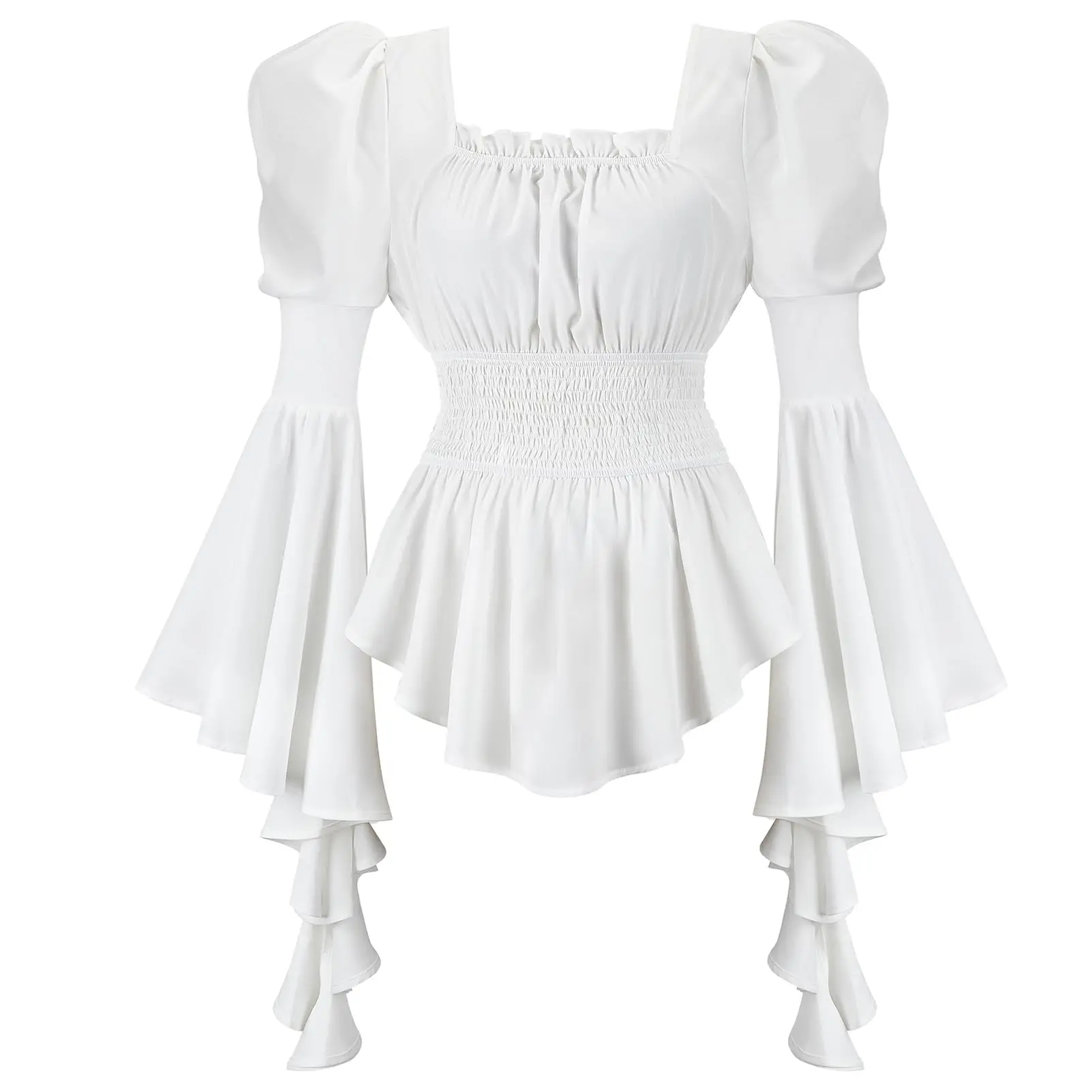 Renaissance Shirt Blouse Off Shoulder Trumpet Long Sleeve Peasant Tops  Medieval Victorian Costume 33046-D1 - TikTok Shop