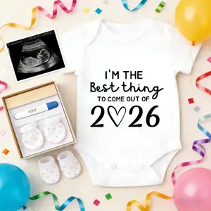 Cotton Baby Bodysuit I'm The Best Thing To Come Out Of 2026 Print 100% Pure Cotton Non-Irritating Snap Closure Breathable Stretchy Perfect For Gifting & Everyday