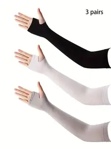 Unisex Simple Style Plain Color Arm Sleeves (3 Pairs), Casual Trendy Uv Protection Arm Sleeves, Fashionable Arm Sleeves for Outdoor Sports Driving, Running, Hiking