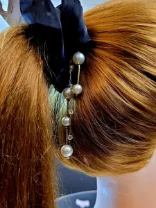 two Hair Bands Pearl Drop Hair Scrunchies Organza Hair Ropes Hair Scrunchies Elastics Ponytail Holders Hair Jewelry Hair Accessories For Girl Women
