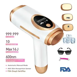 Professional IPL Hair Removal Device Ice Cooling Semiconductor System, Laser Hair Removal with SHR Mode, Skin Sensor, Dual Lights, LCD Display, 5 Energy Levels, 999K Flashes, Painless Long-Lasting Hair Reduction for Full Body Epilator