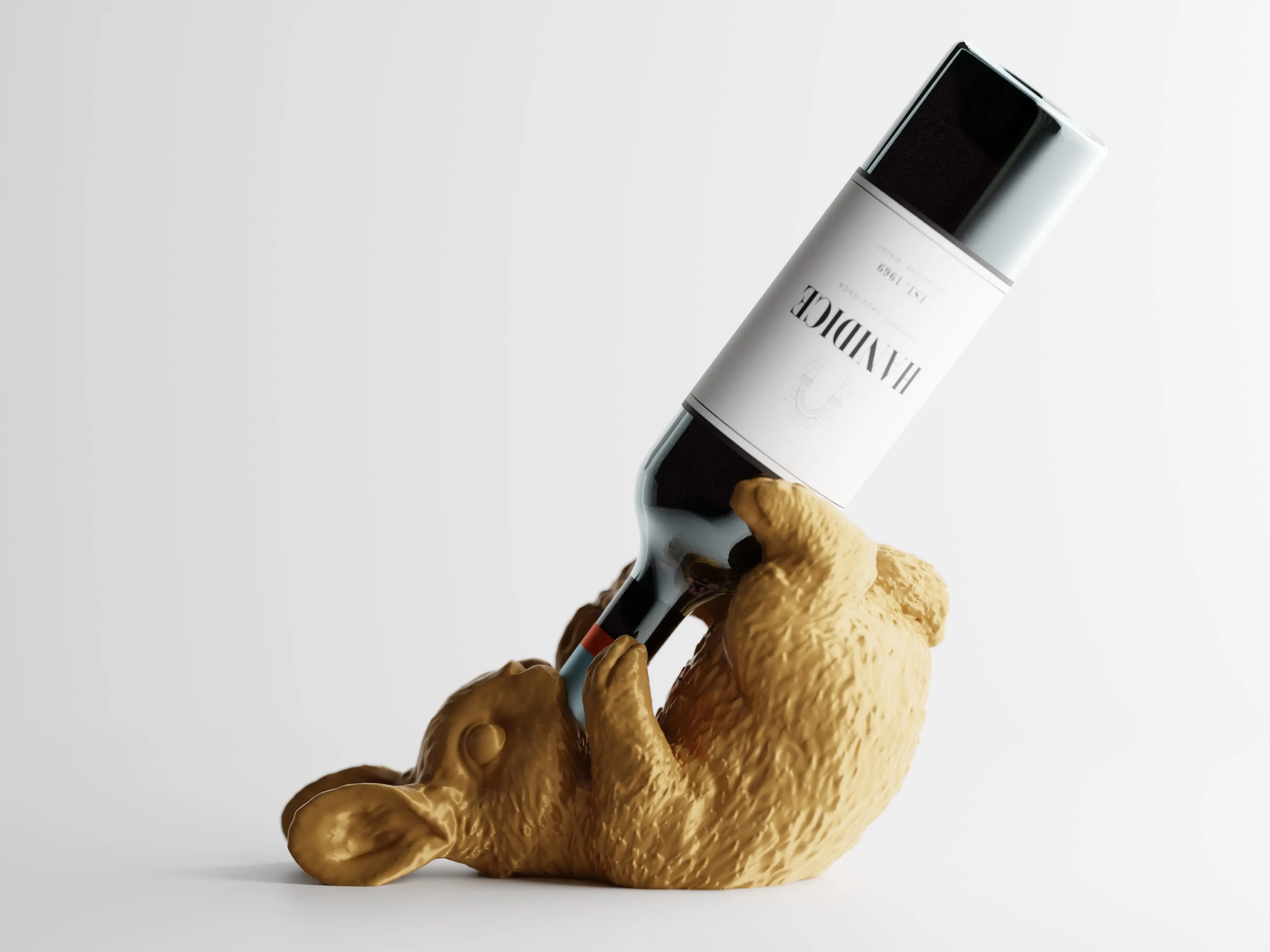 Bunny Wine Bottle Holder – Cute Rabbit Wine Rack for Bar Cart, Home Bar, Kitchen, or Countertop Decor | Fun Wine Accessory & Gift for Wine Lovers (Gold Bunny)