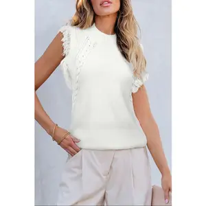 Tasseled Mock Neck Sweater Vest