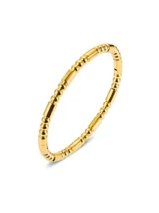 Stainless Steel Bamboo Bead Cuff Bangle, Gold/Silver Tone Minimalist Stackable Bracelet for Women