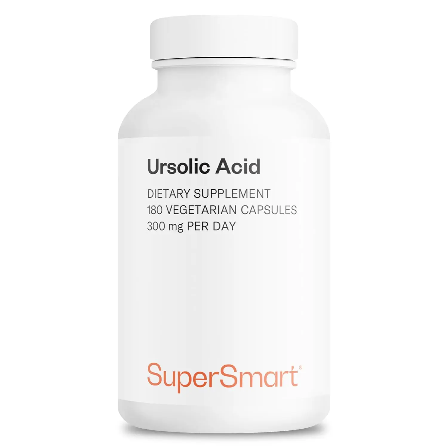 Supersmart Ursolic Acid 300mg per Day (Well-Tolerated) - Rosemary Leaf Extract Supplement | Non-GMO & Gluten-Free - 180 Vegetarian Capsules