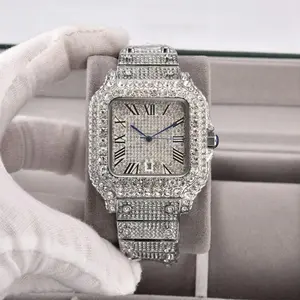 Two-Tone Rose Gold & Silver Zircon Watch, Arabic Numeral Dial