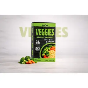 Kimdee High Protein Instant Ramen Noodles, Plant-Based Protein, Vegan, Low Carb, Not-Fried, Non-GMO - Veggies Flavor