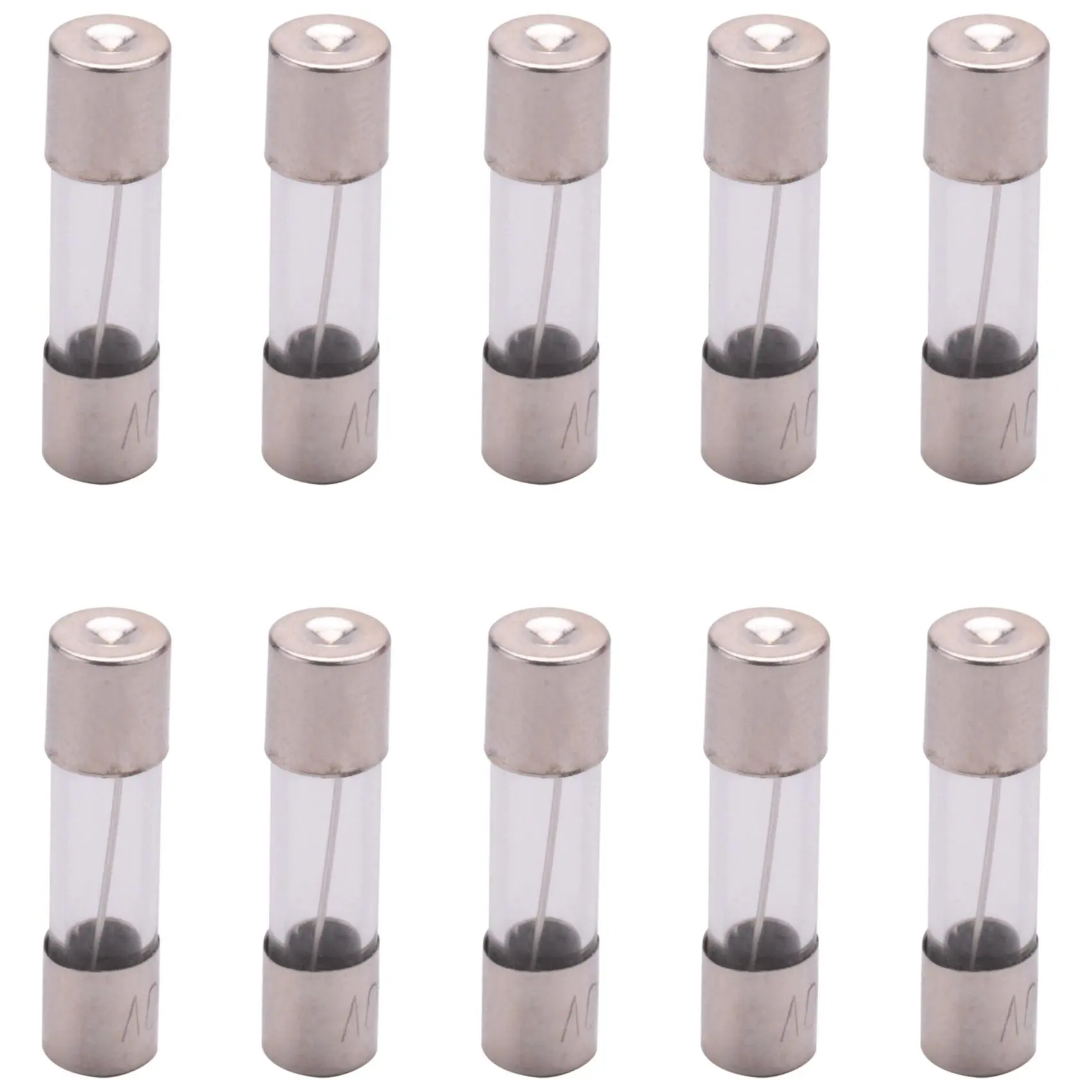 10pcs Slow Blow Time Delay Sacrificial Glass Fuse Tubes - 250V 10A Safety Protection Device, Low Resistance Resistor for Overcurrent Load Circuit, 5mm x 20mm for Household & Commercial Appliances