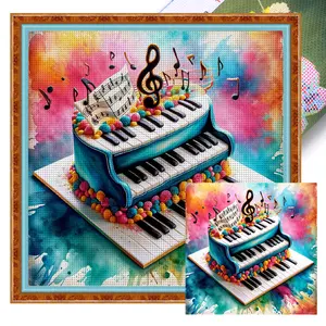 Piano Printed Cross Stitch Kit 45x45cm DIY 11CT Thread Art Needlework Home Decor