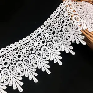 5 Yard Floral Lace Edge Trim 9cm Wide Ribbon Edging Trimmings Wedding Dress Embellishment Gift Party Decoration Applique DIY Sewing Crafts (Pure White)
