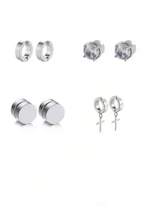 Magnetic Stud Earrings Stainless Steel Zirconia Clip-On Earrings No Piercing Unisex Ear Jewelry for Men and Women