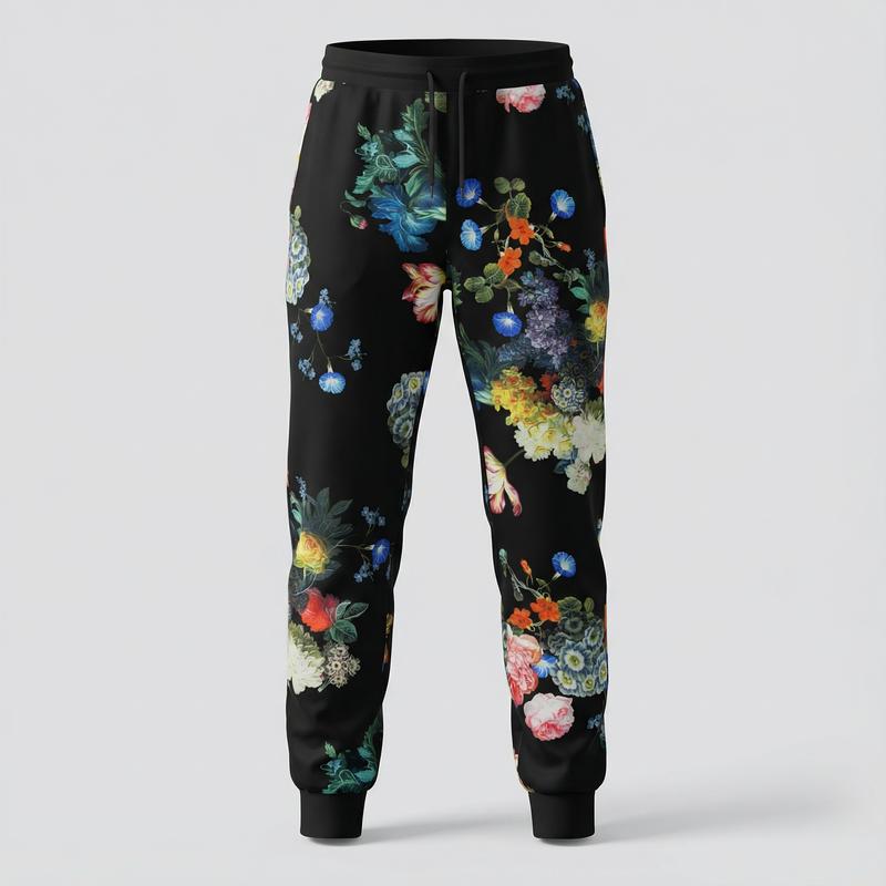 Women's Floral Jogger Pants Full-Print Fashion Sweatpants Comfortable Jogger Style for Casual Wear made in polyester