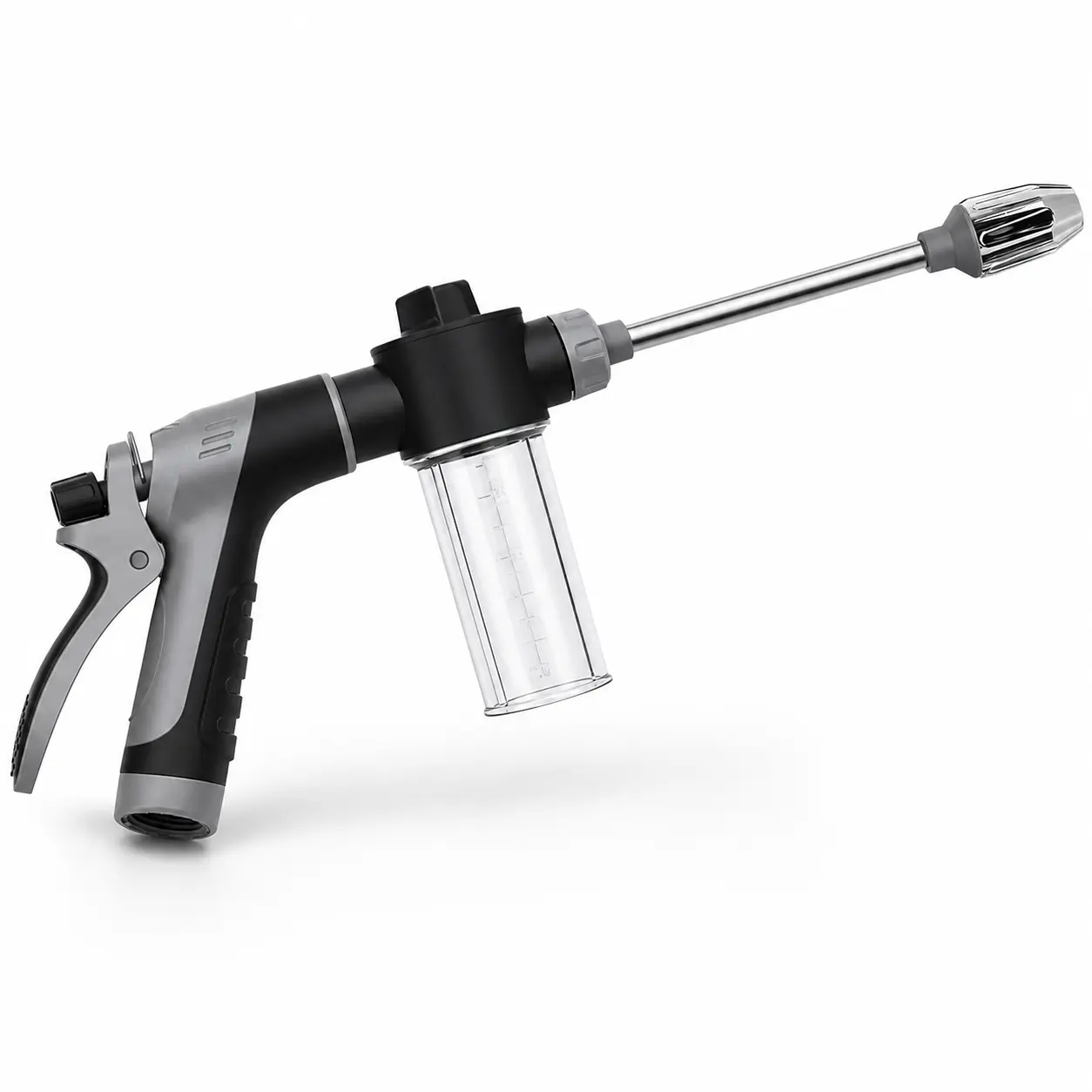High Pressure Car Wash Spray Gun with Soap Dispenser, Long Rod garden hose nozzle pressure gun for hose for Plant Watering and Lawn Care