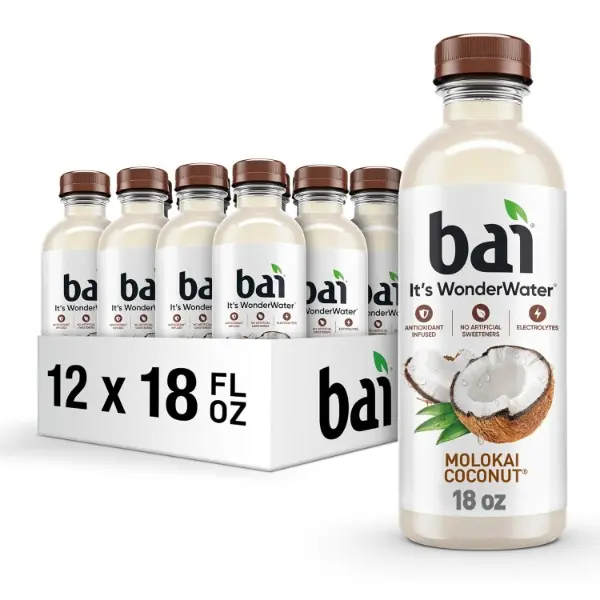 Antioxidant Infused Water Beverage, Molokai Coconut, with Vitamin C and No Artificial Sweeteners, 18 Fluid Ounce Bottle, 12 Pack