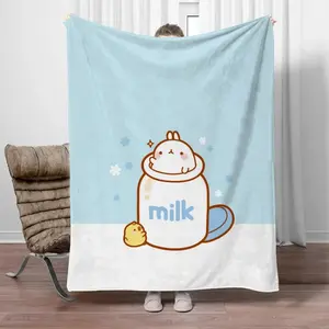 Molang Cute Throw Blanket for Sofa Luxury Bedding Custom Blankets Characters Velvet Blanket Oversized 200x300 Blankets & Throws
