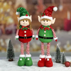 Christmas Elf Decoration Set, Beaded Striped Polyester Fabric, Indoor Holiday Party Decorations, Festive Home Ornament