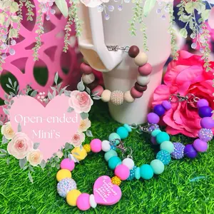 MINI open ended keychain/Cup charm color scheme many different designs, colors and bling made with attachable wire. Can be used as a cup charm or mini keychain