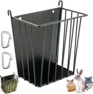 Upgrades 4pcs Hay Feeder Rabbit - Guinea Pig Hay Feeder - Metal Frame Hay Rack with Adjustable Hook - Less Wasted - for Guinea Pig, Bunny, Chinchilla Cage Accessories - Bunny Feeder