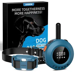 Jugbow Dog Training Collar - 3/4 Mile Dog Shock Collar with Remote for Large Medium Small Dogs, Rechargeable IPX8 Waterproof E-Collar with 99 Blunt Stimulation Levels, Tone or Vibration Mode, LED Light & Security Lock T-100