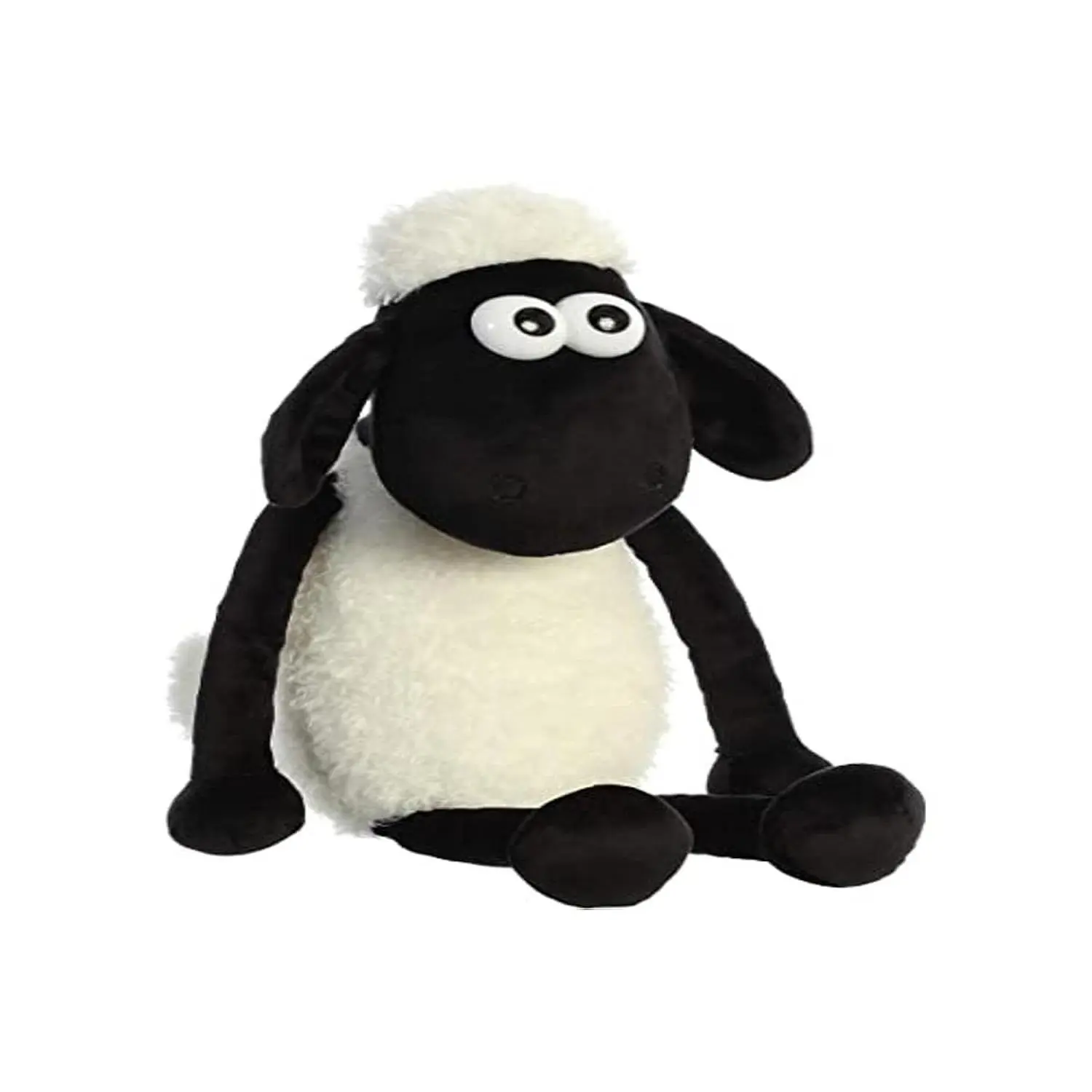 Aurora World Shaun the Sheep Officially Licensed Polyester Stuffed Animal Plush Toy, White, Black and Cream, 17 Inches