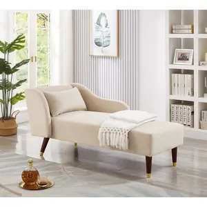 Modern Chaise Lounge Indoor with Pillow,Velvet Upholstery Chaise Lounges Chair Sleeper Lounge Sofa Corner Chair for Bedroom Office Living Room & Small Apartment