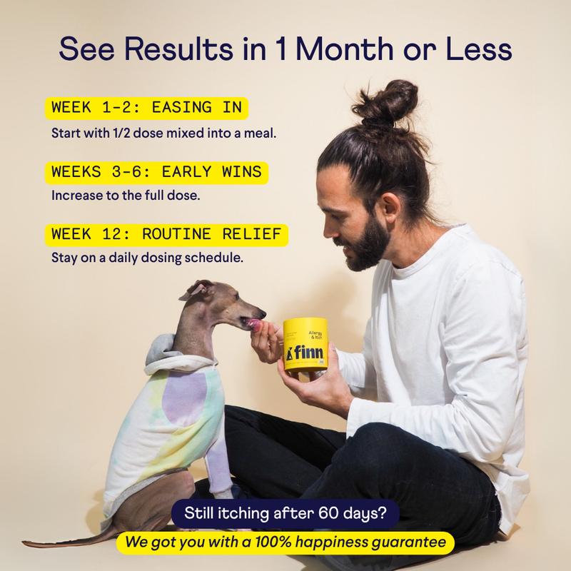 FINN Allergy & Itch for Dogs - Natural Allergy Relief, Itchy Skin, Immune Support, Bee Propolis, Probiotics - 90 Soft Chews