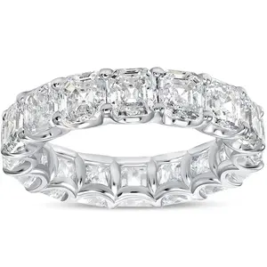 10 1/2 Ct Asscher Cut Moissanite Eternity Ring Wedding Band 10k Gold
