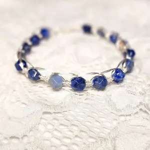 The Pharaoh's Vision sodalite Egyptian style wire wrapped bracelet
