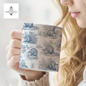 Opossum Toile de Jouy Mug – Blue French Coffee Cup for Possum Lovers, Funny Wildlife Tea Mug Gift, Cottagecore Drinkware