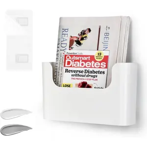 No Drilling Wall Mount File Holder - Mail Organizer with Adhesive Pad, Off-White (1 Count)