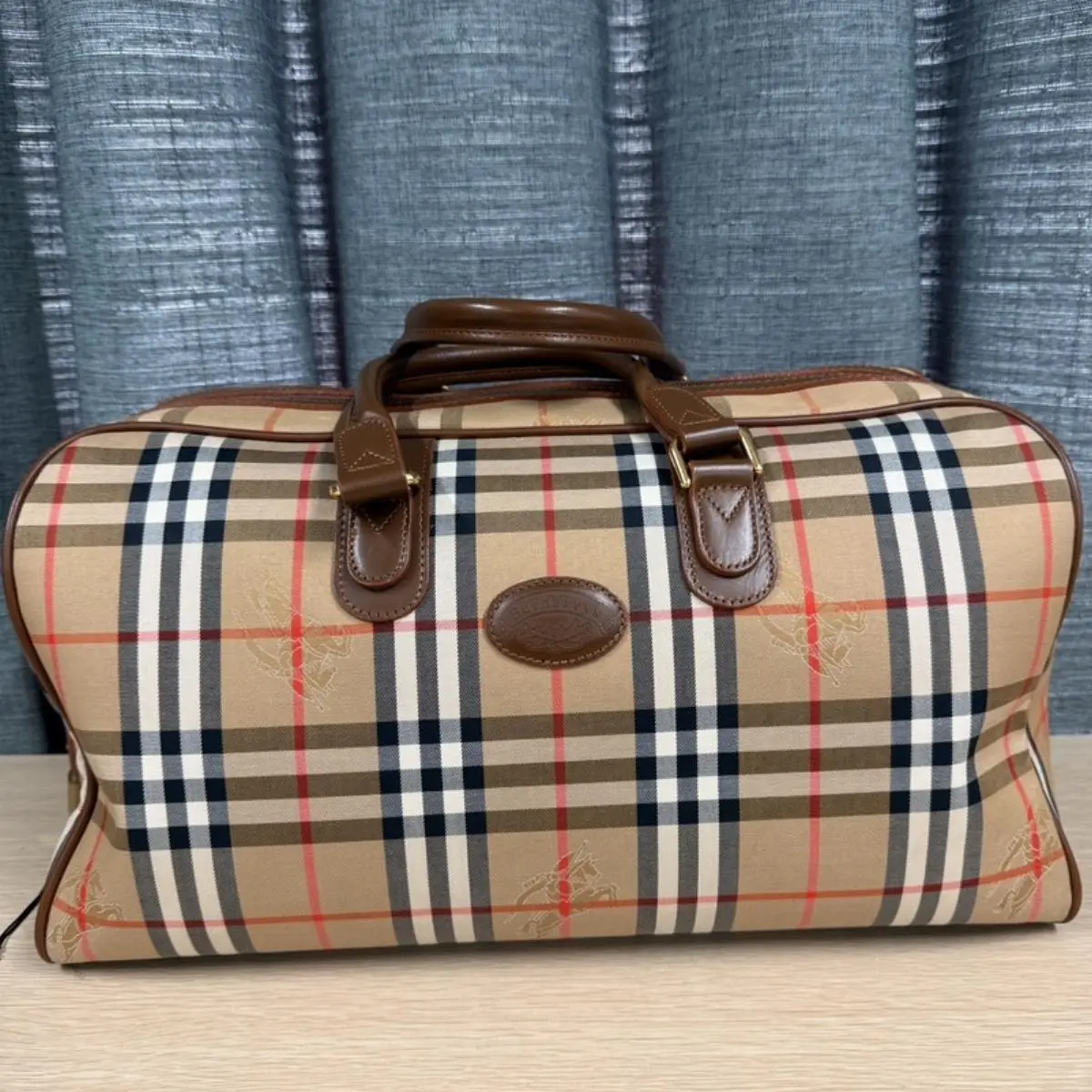 Pre-owned BURBERRY As Shown Shoulder Bags Vintage Haymarket Check Boston Bag 1S319